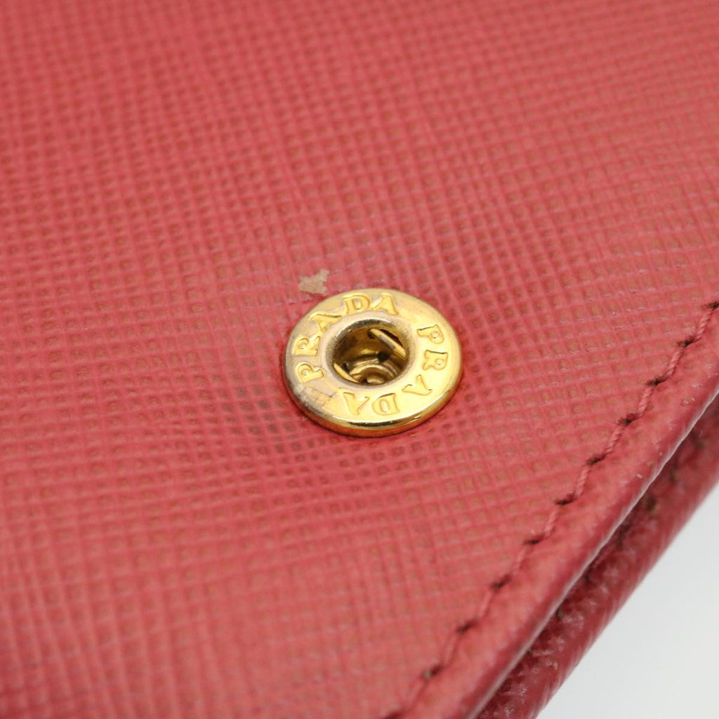 PRADA Safiano Leather Chain Wallet Pink  ar6601
