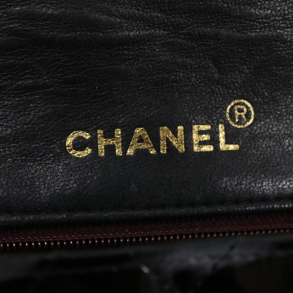 CHANEL Mini Matelasse Chain Flap Shoulder Bag Enamel Black Gold CC Auth ar6839A