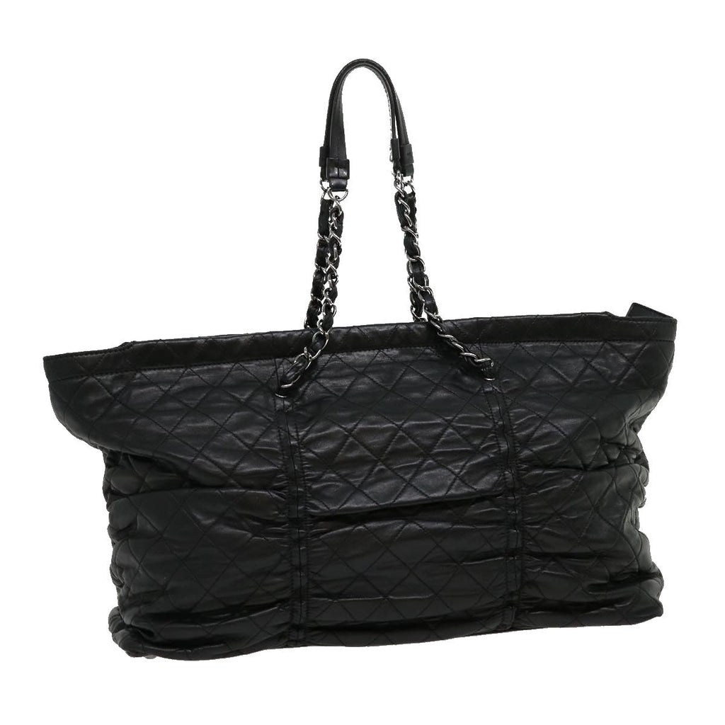 CHANEL Chain Matelasse Tote Bag Lamb Skin Black CC  ar7246A