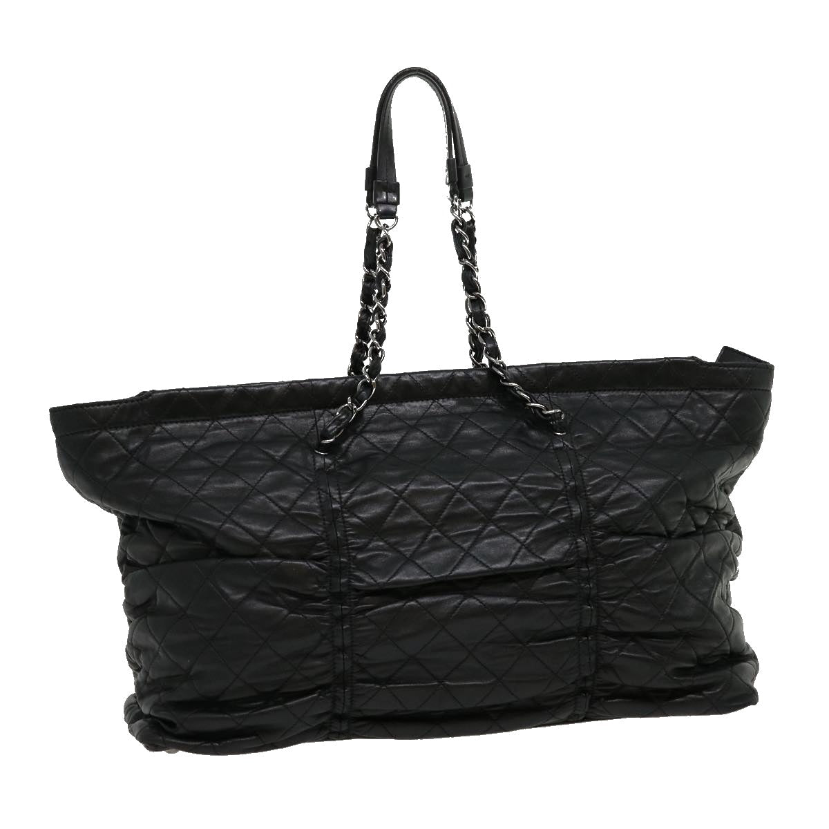 CHANEL Chain Matelasse Tote Bag Lamb Skin Black CC  ar7246A
