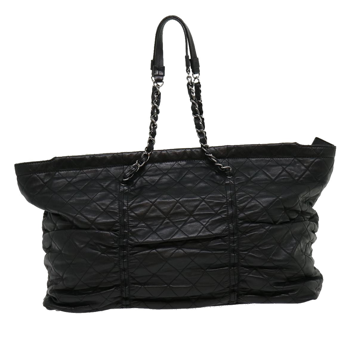CHANEL Chain Matelasse Tote Bag Lamb Skin Black CC  ar7246A
