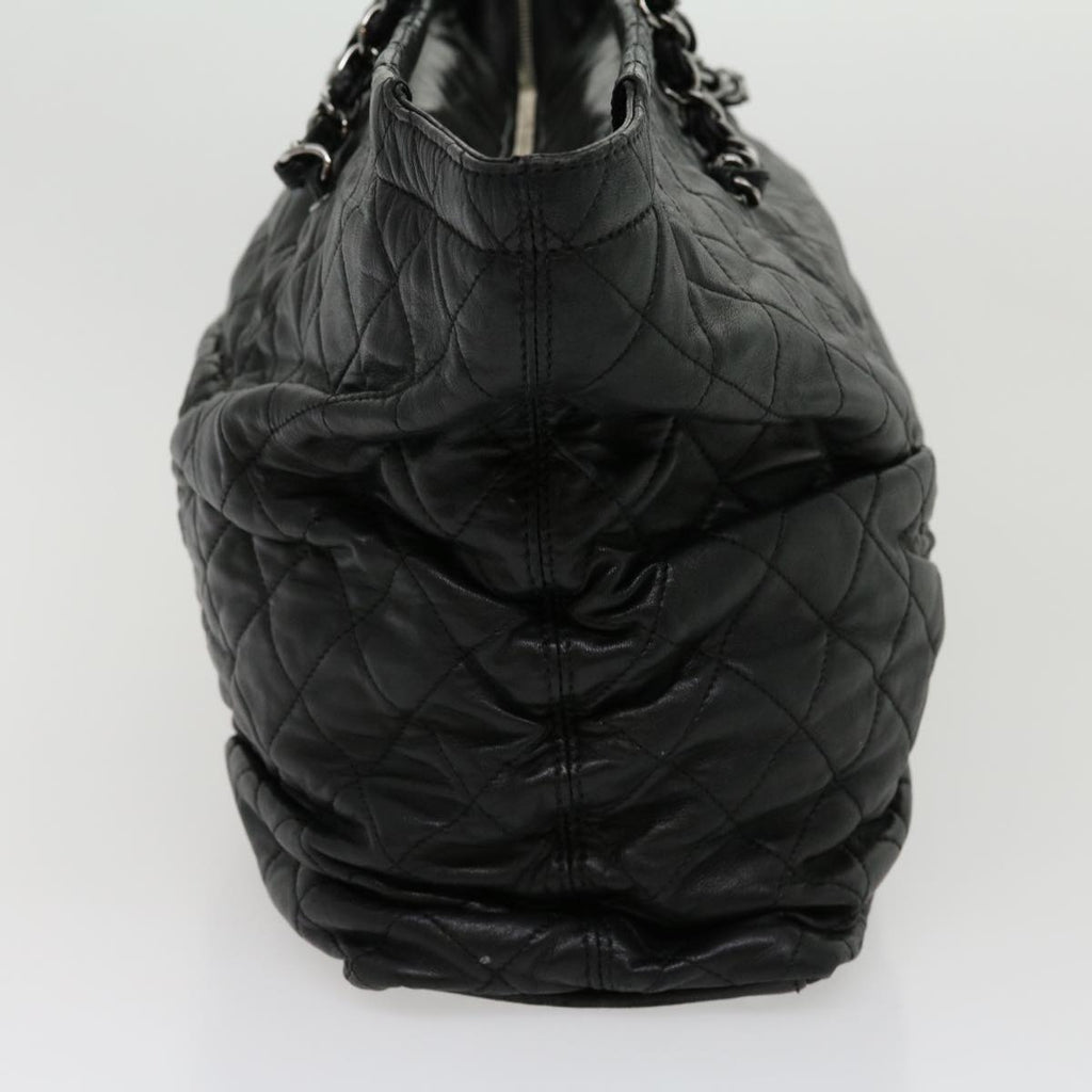 CHANEL Chain Matelasse Tote Bag Lamb Skin Black CC Auth ar7246A