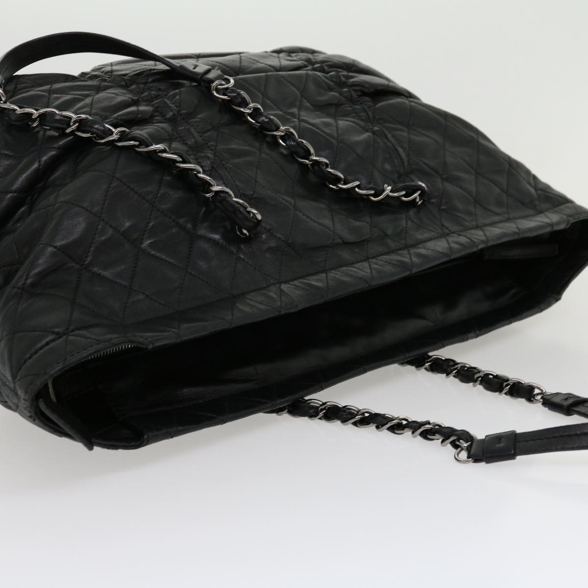 CHANEL Chain Matelasse Tote Bag Lamb Skin Black CC  ar7246A