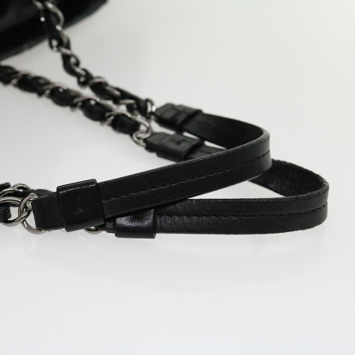 CHANEL Chain Matelasse Tote Bag Lamb Skin Black CC Auth ar7246A