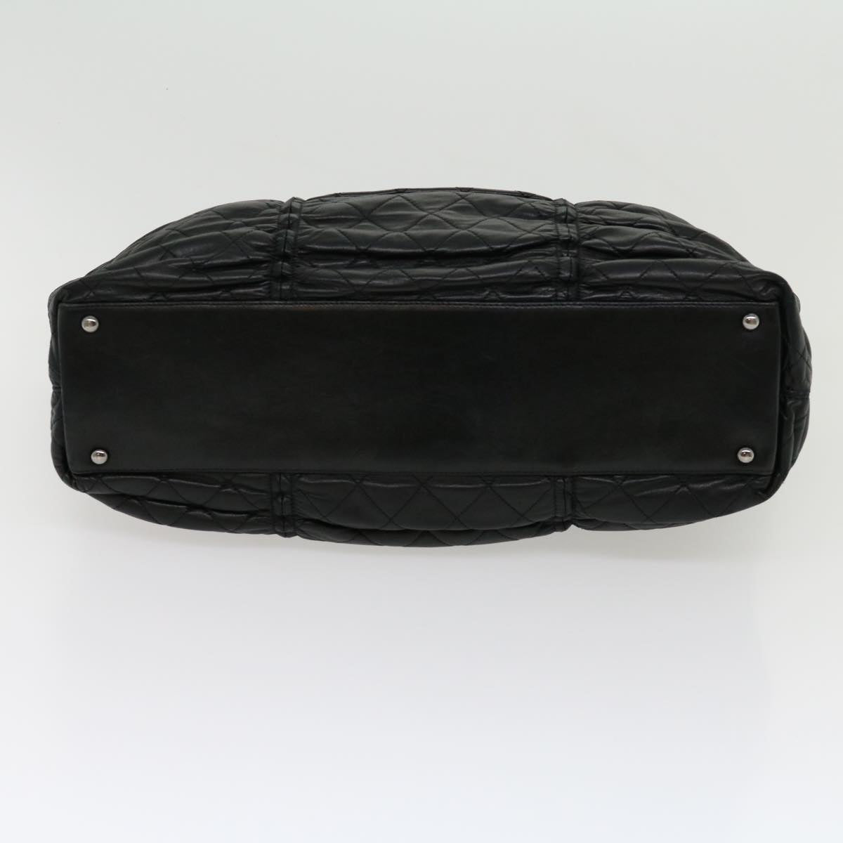 CHANEL Chain Matelasse Tote Bag Lamb Skin Black CC Auth ar7246A