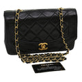 CHANEL Matelasse Diana Turn Lock Chain Shoulder Bag Lamb Skin Black  ar7368A