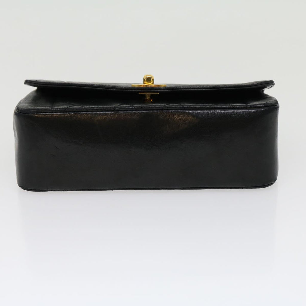 CHANEL Matelasse Diana Turn Lock Chain Shoulder Bag Lamb Skin Black  ar7368A