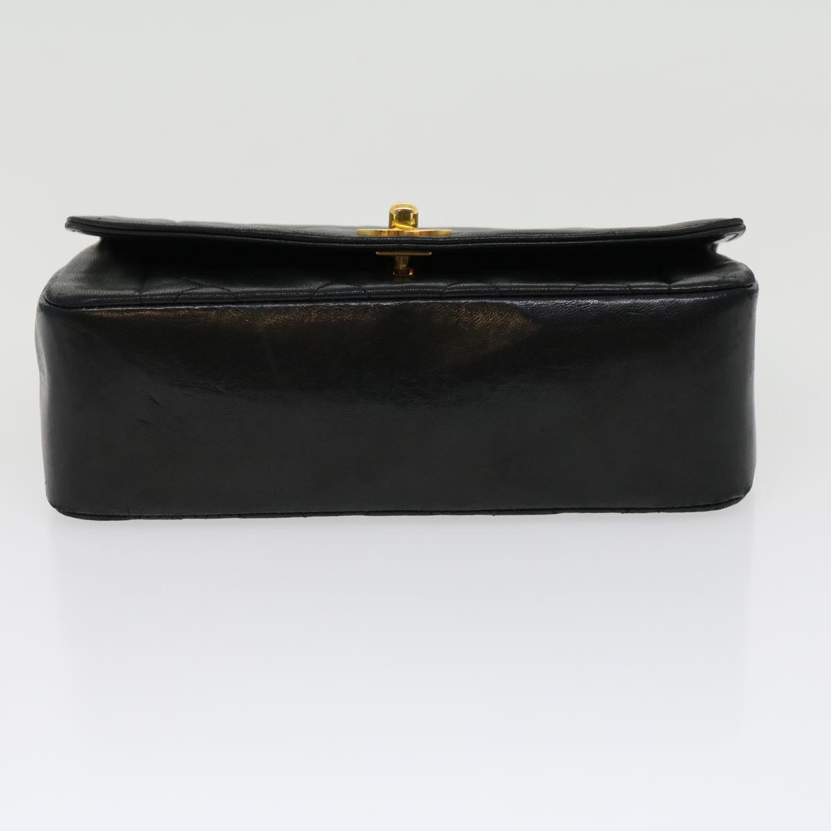 CHANEL Matelasse Diana Turn Lock Chain Shoulder Bag Lamb Skin Black  ar7368A