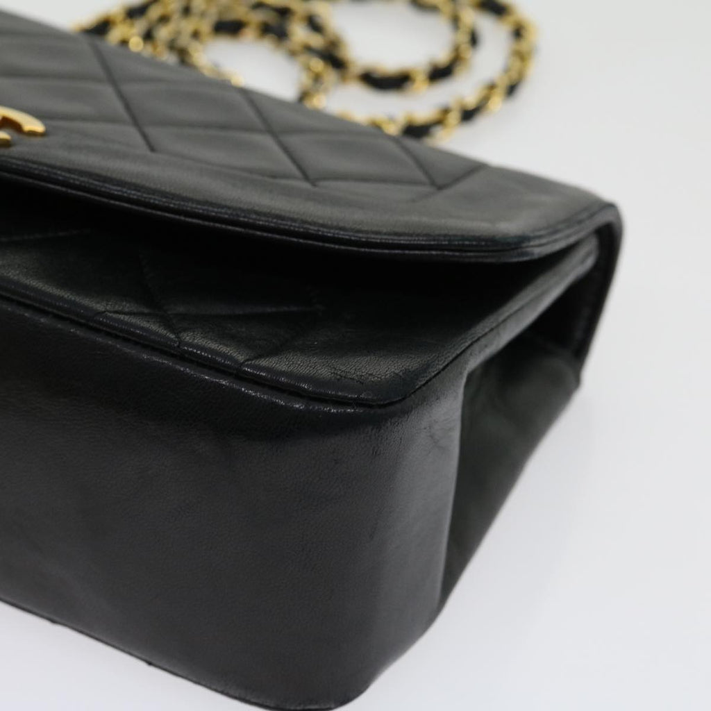 CHANEL Matelasse Diana Turn Lock Chain Shoulder Bag Lamb Skin Black  ar7368A