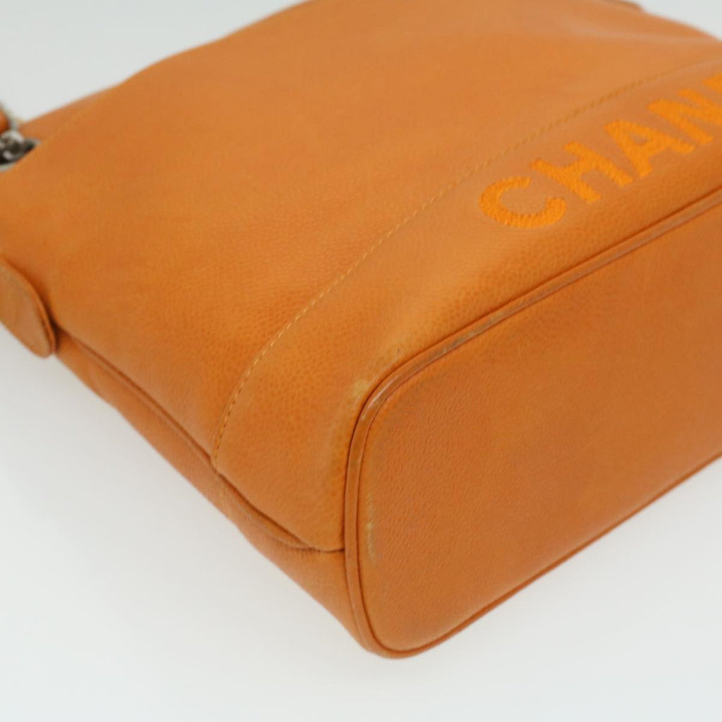 CHANEL Chain Shoulder Bag Caviar Skin Orange CC  ar8526