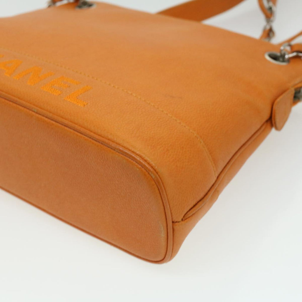 CHANEL Chain Shoulder Bag Caviar Skin Orange CC  ar8526