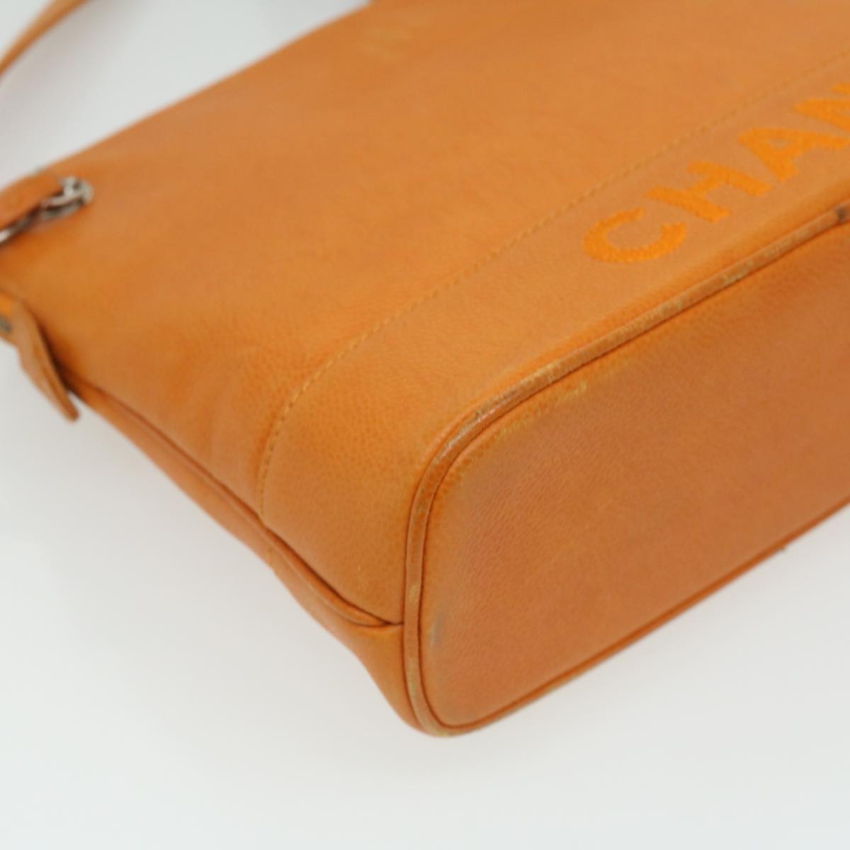CHANEL Chain Shoulder Bag Caviar Skin Orange CC  ar8526