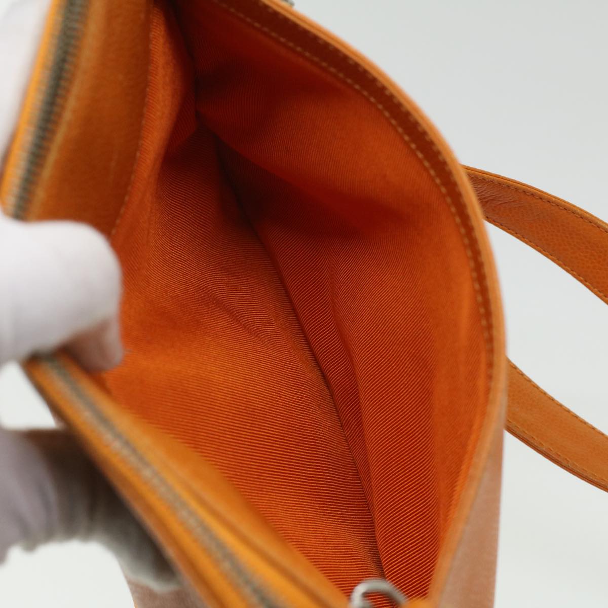 CHANEL Chain Shoulder Bag Caviar Skin Orange CC  ar8526