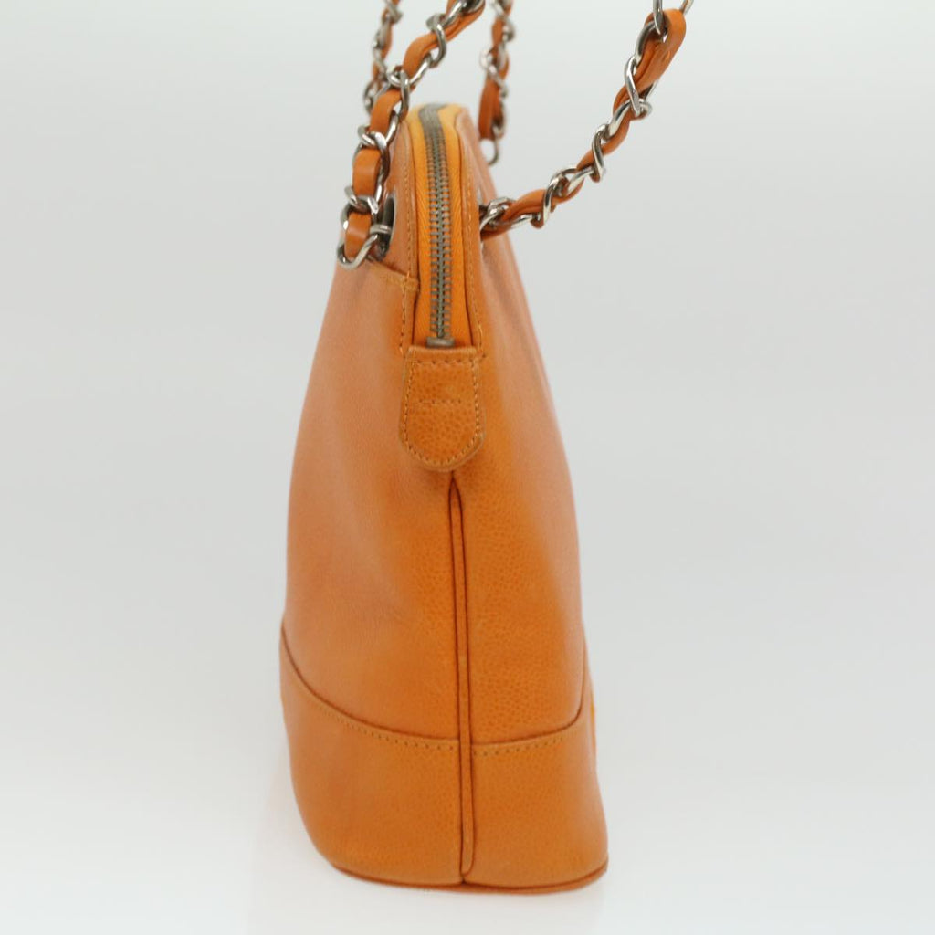 CHANEL Chain Shoulder Bag Caviar Skin Orange CC  ar8526