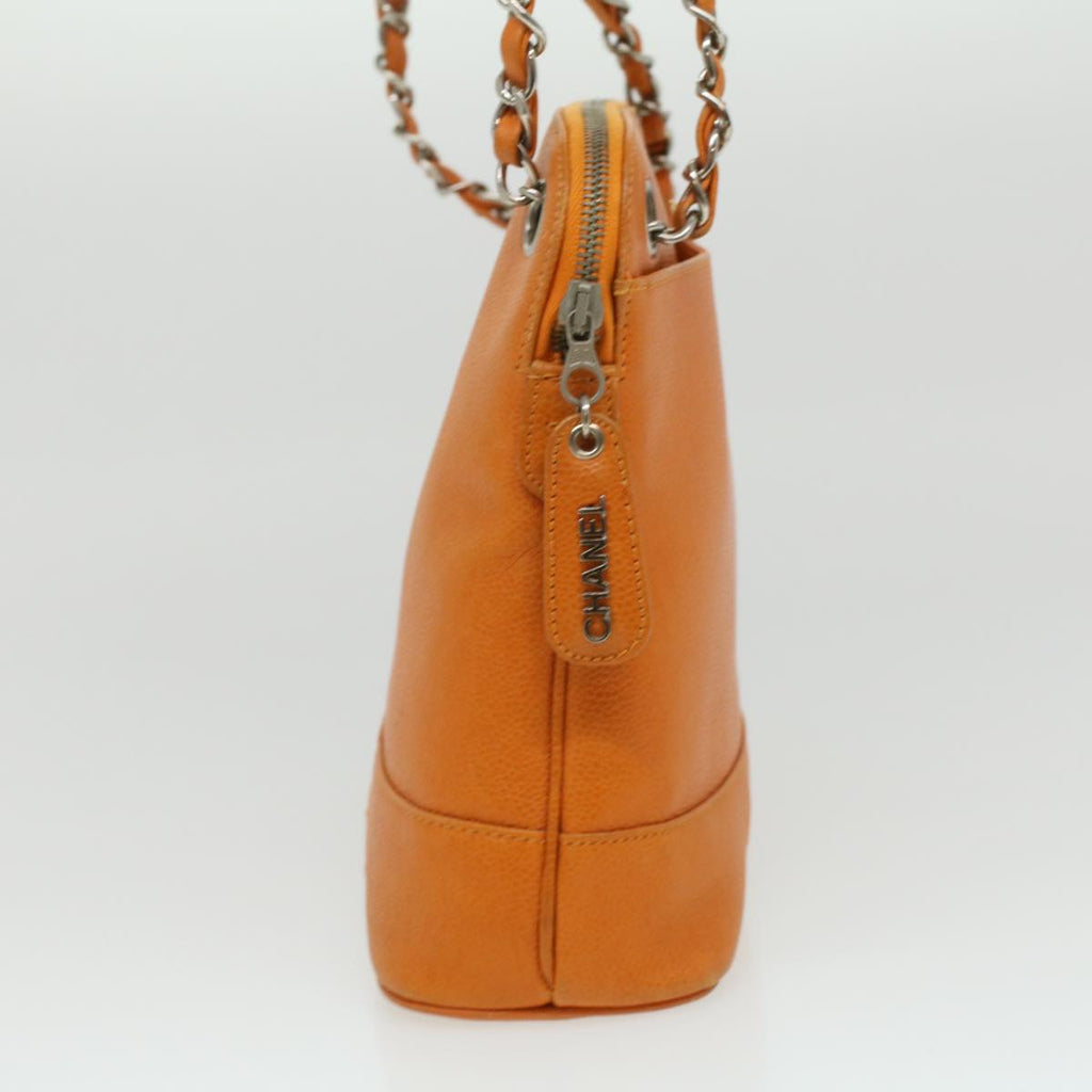 CHANEL Chain Shoulder Bag Caviar Skin Orange CC  ar8526