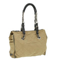 PRADA Quilted Chain Shoulder Bag Nylon Beige  ar8728