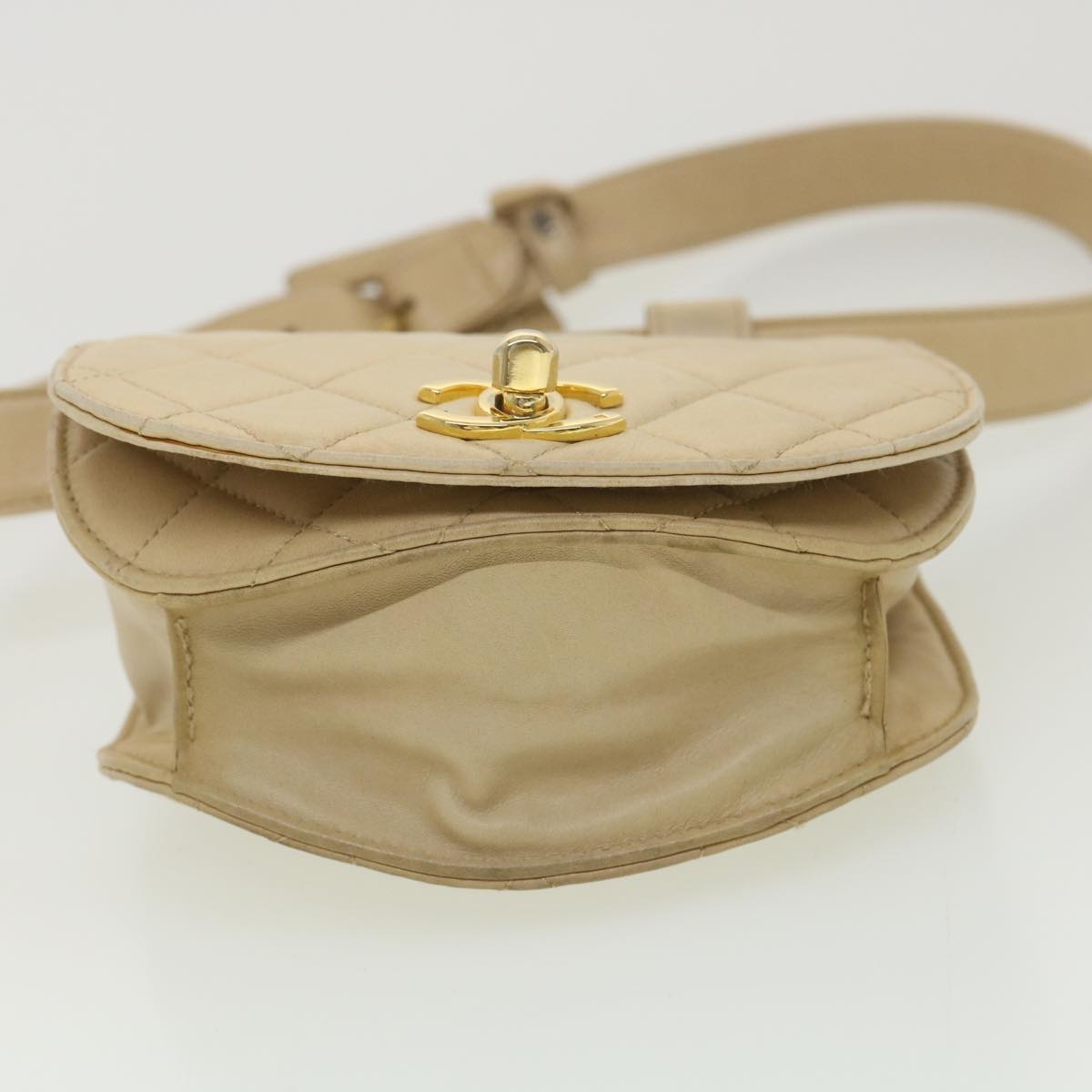 CHANEL Shoulder Bag Lamb Skin Beige CC  ar9074