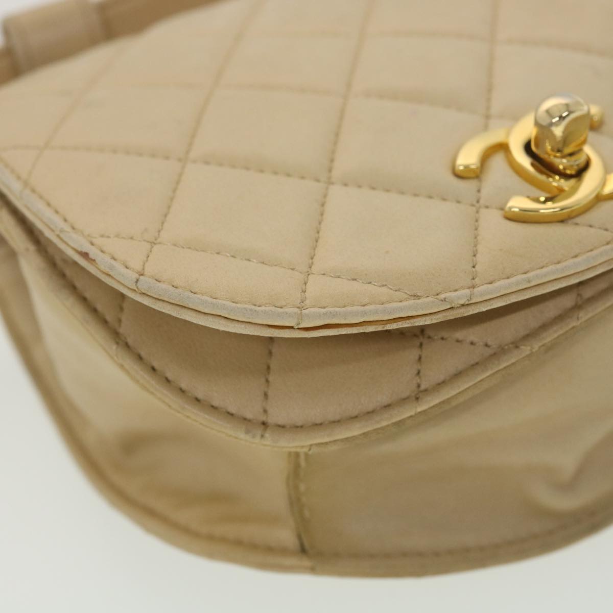 CHANEL Shoulder Bag Lamb Skin Beige CC  ar9074