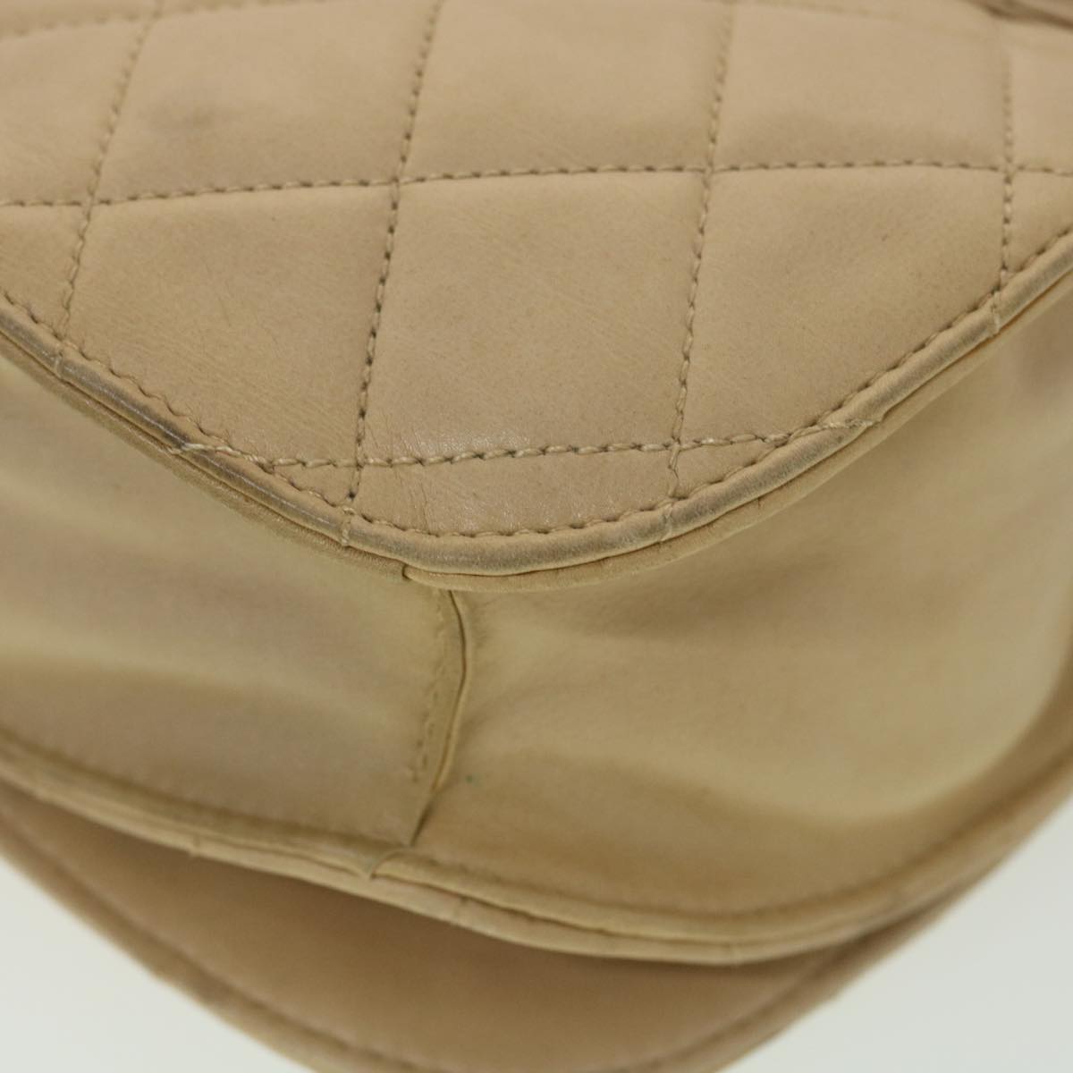 CHANEL Shoulder Bag Lamb Skin Beige CC  ar9074