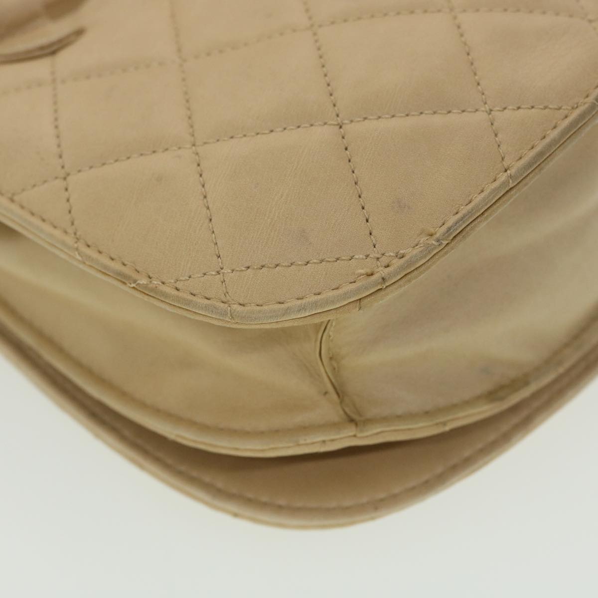 CHANEL Shoulder Bag Lamb Skin Beige CC  ar9074