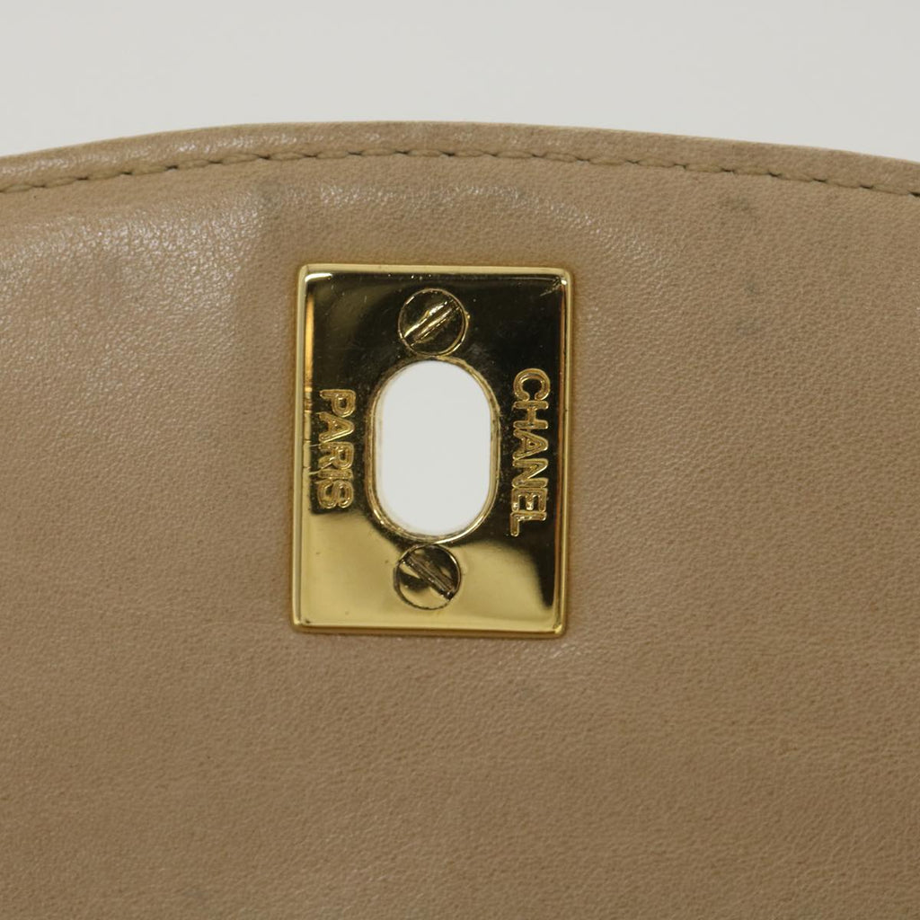 CHANEL Shoulder Bag Lamb Skin Beige CC  ar9074