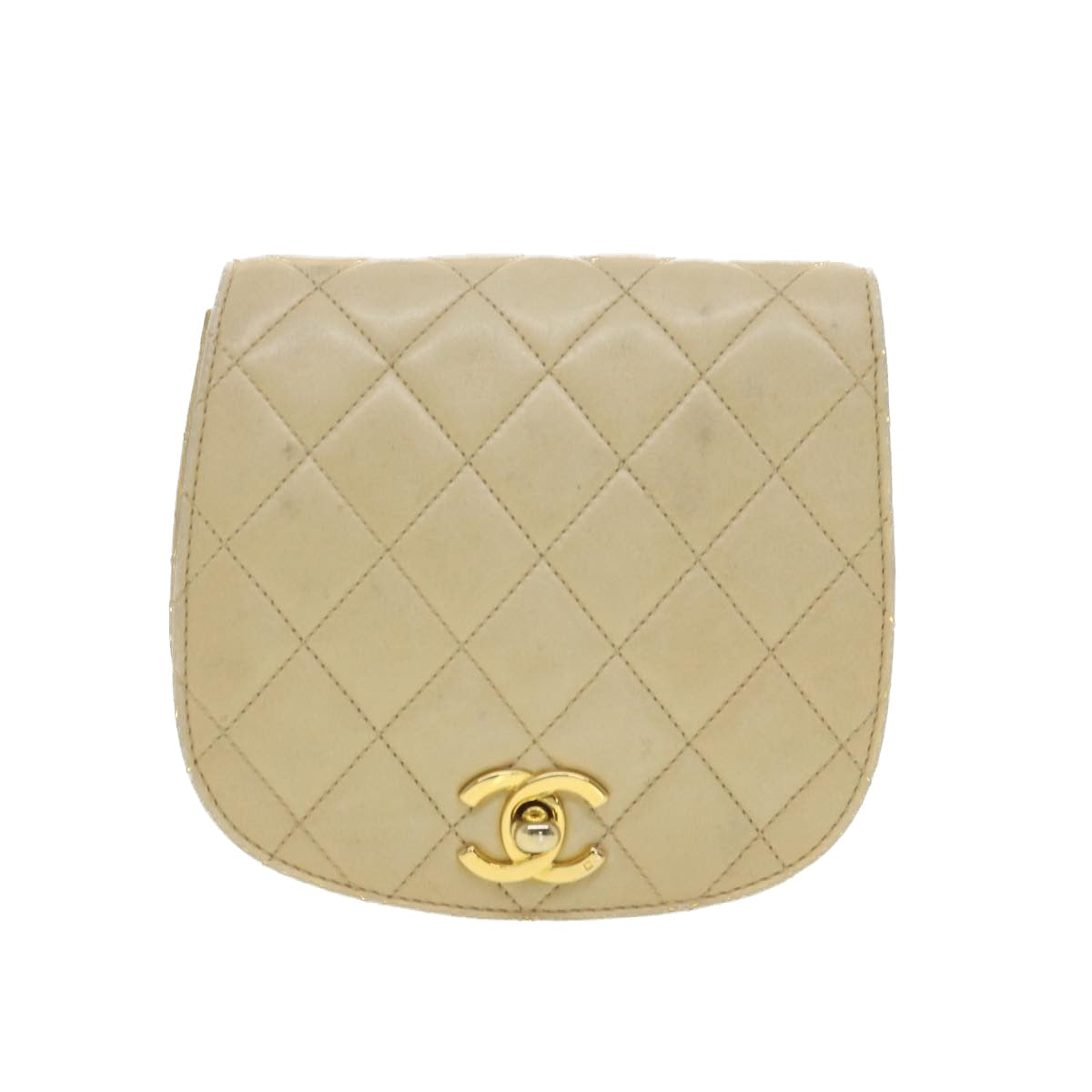 CHANEL Shoulder Bag Lamb Skin Beige CC  ar9074