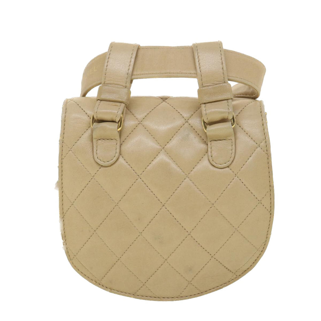 CHANEL Shoulder Bag Lamb Skin Beige CC  ar9074
