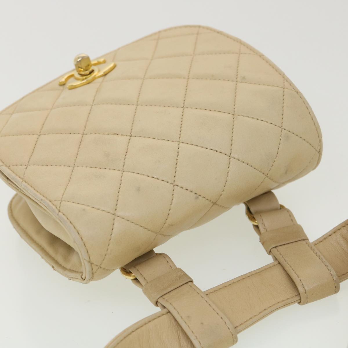 CHANEL Shoulder Bag Lamb Skin Beige CC  ar9074
