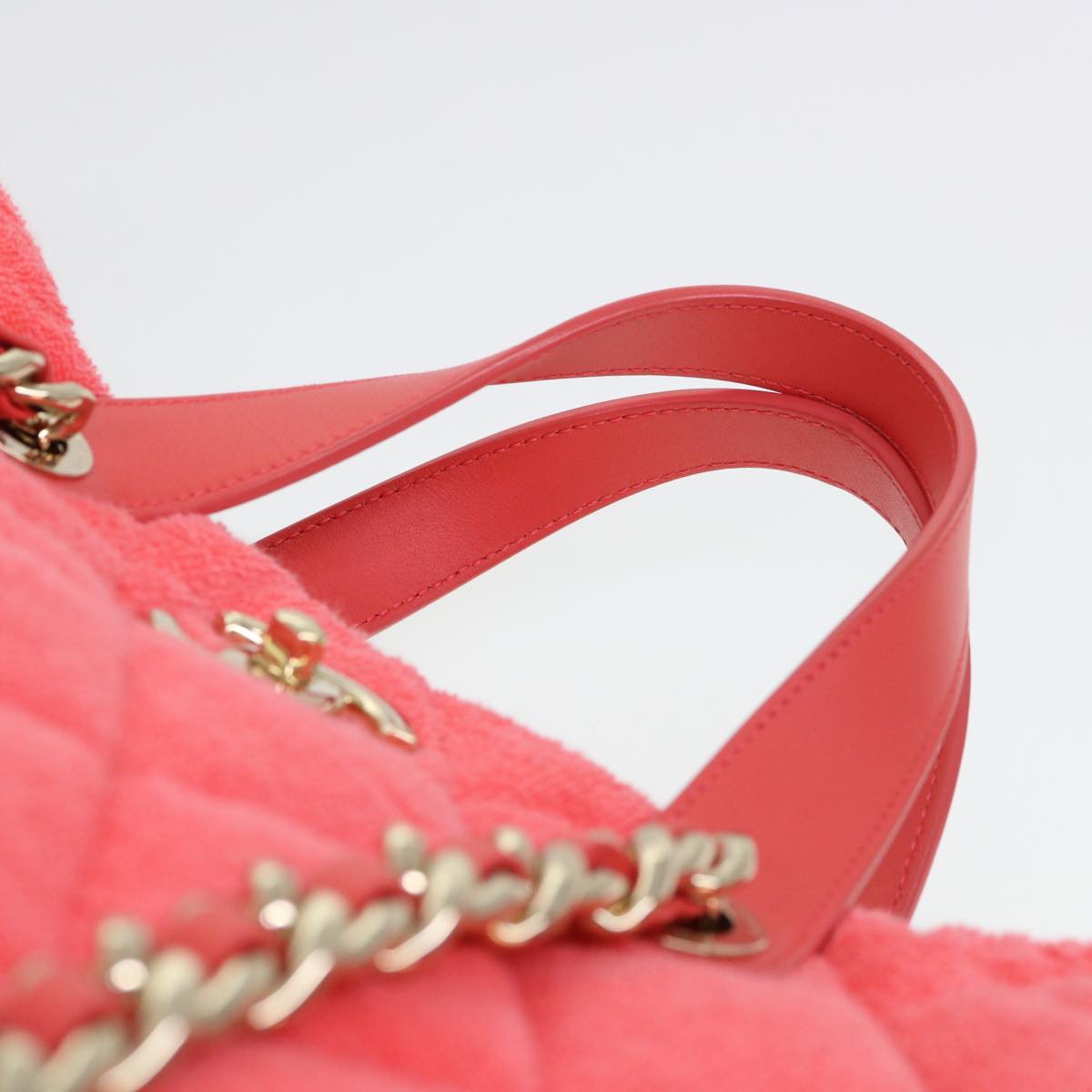CHANEL Chain Hand Bag Pile 2way Pink CC  ar9158A