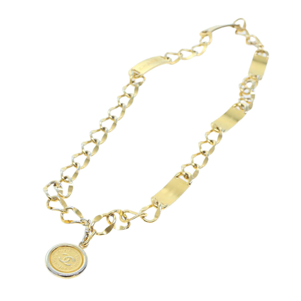 CHANEL Belt metal 35.4" Gold CC Auth ar9720B