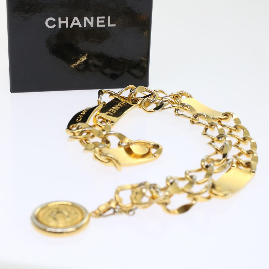 CHANEL Belt metal 35.4" Gold CC Auth ar9720B
