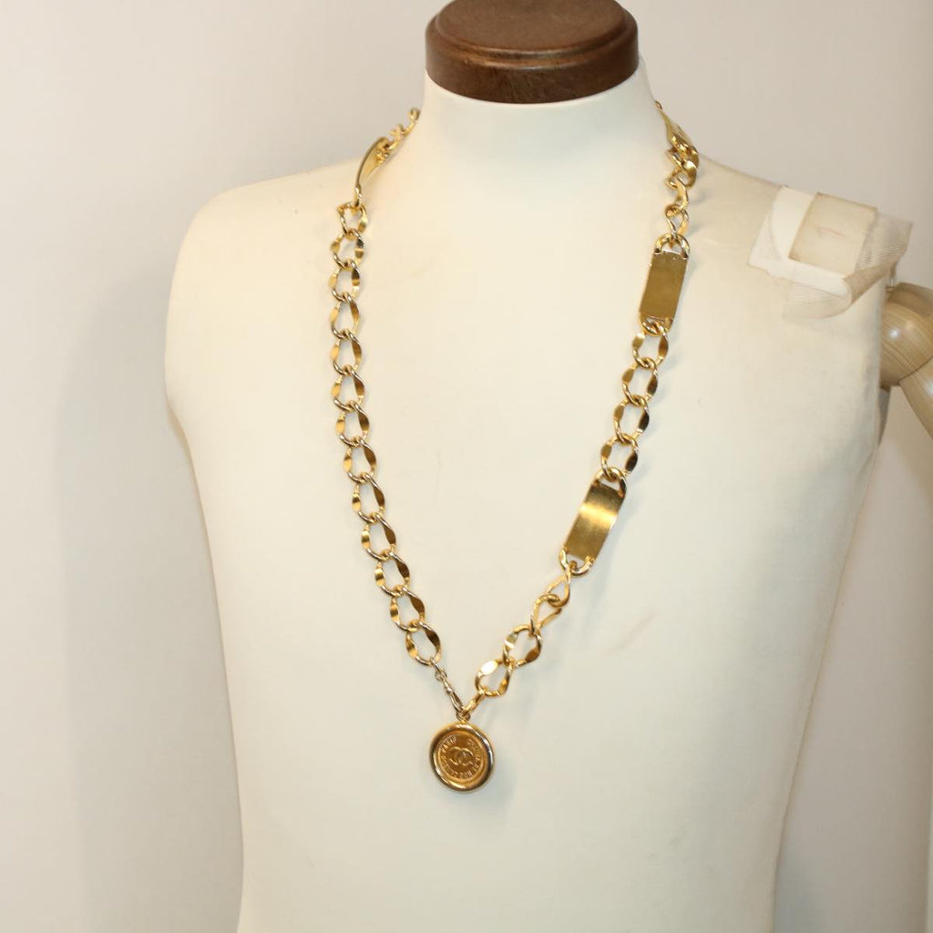 CHANEL Belt metal 35.4" Gold CC Auth ar9720B