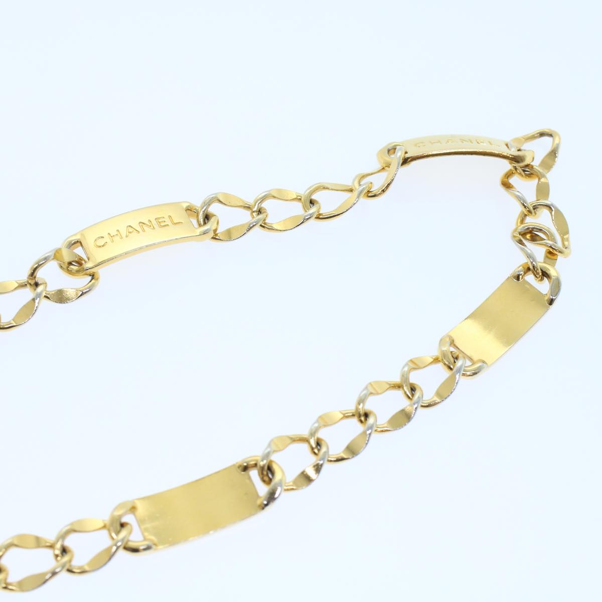CHANEL Belt metal 35.4" Gold CC Auth ar9720B
