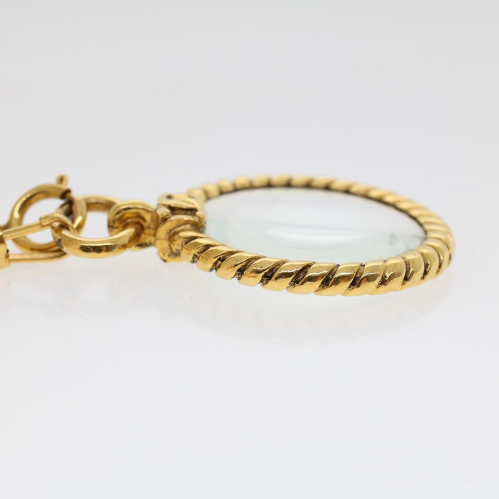 CHANEL Magnifying Glass Chain Necklace Metal Gold Tone CC Auth ar9782