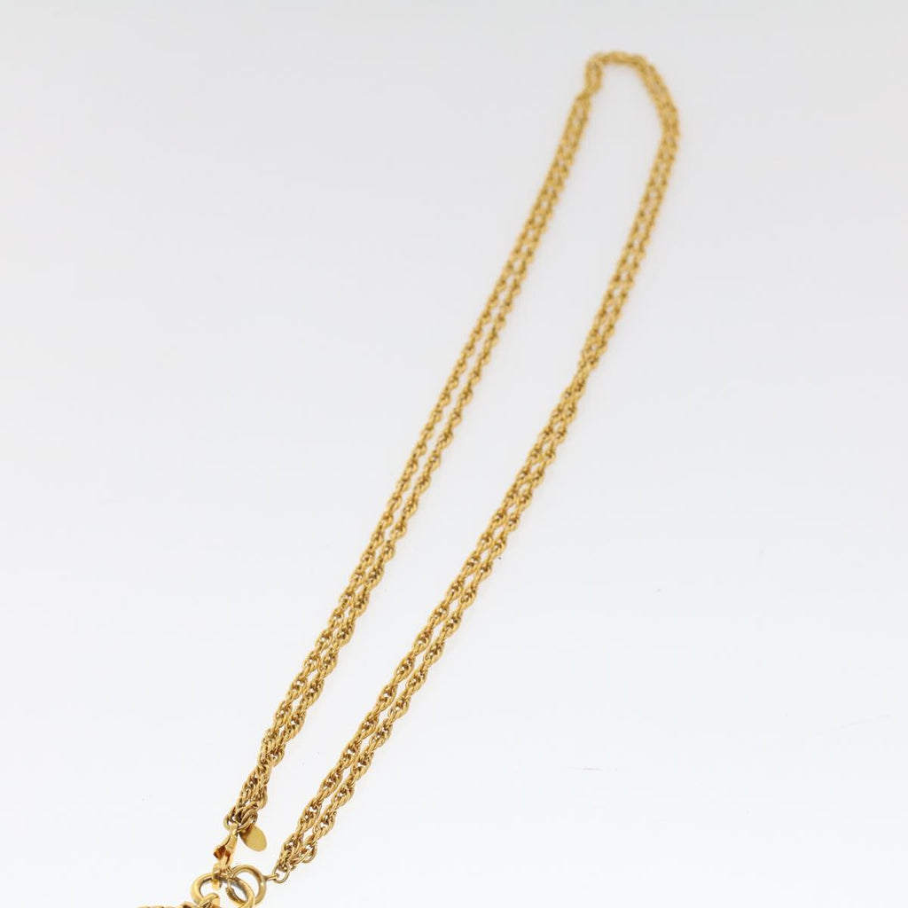 CHANEL Magnifying Glass Chain Necklace Metal Gold Tone CC Auth ar9782