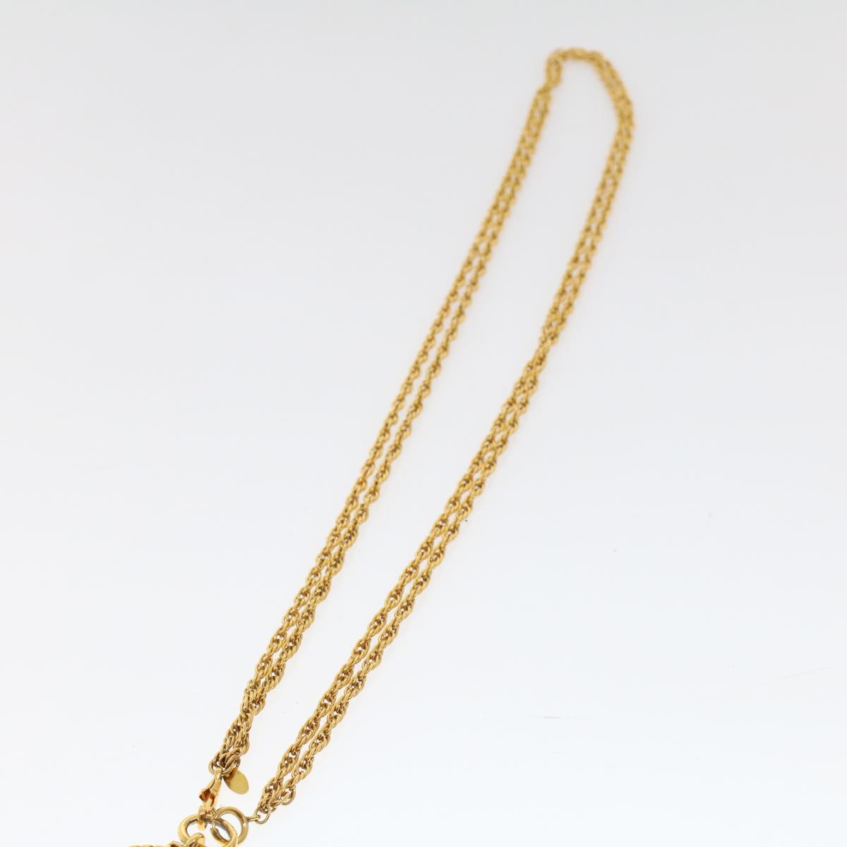CHANEL Magnifying Glass Chain Necklace Metal Gold Tone CC Auth ar9782