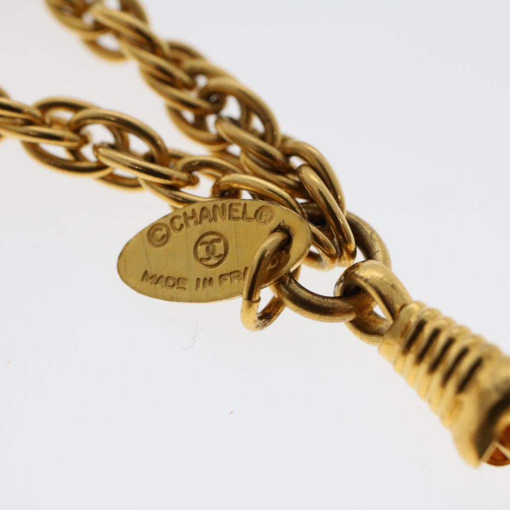 CHANEL Magnifying Glass Chain Necklace Metal Gold Tone CC Auth ar9782