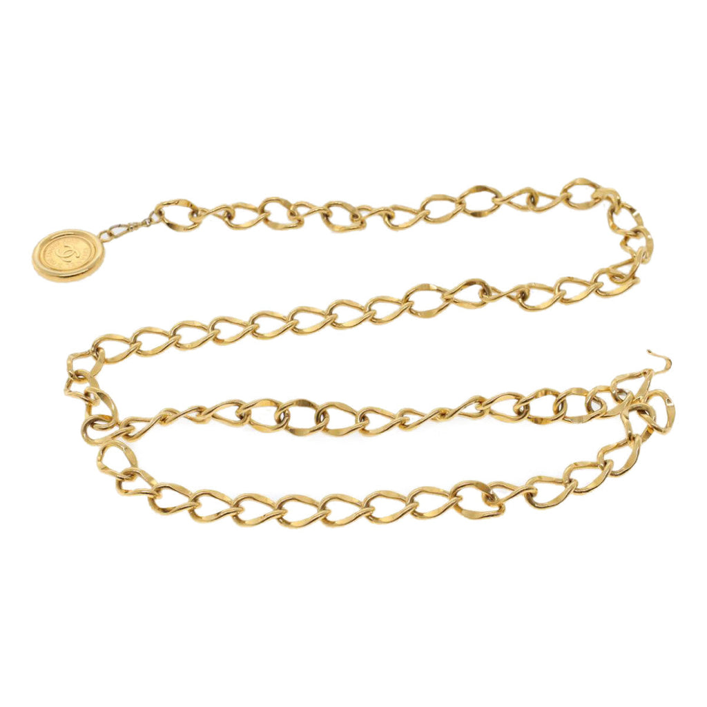 CHANEL Belt metal 33.5" Gold Tone CC Auth ar9885B