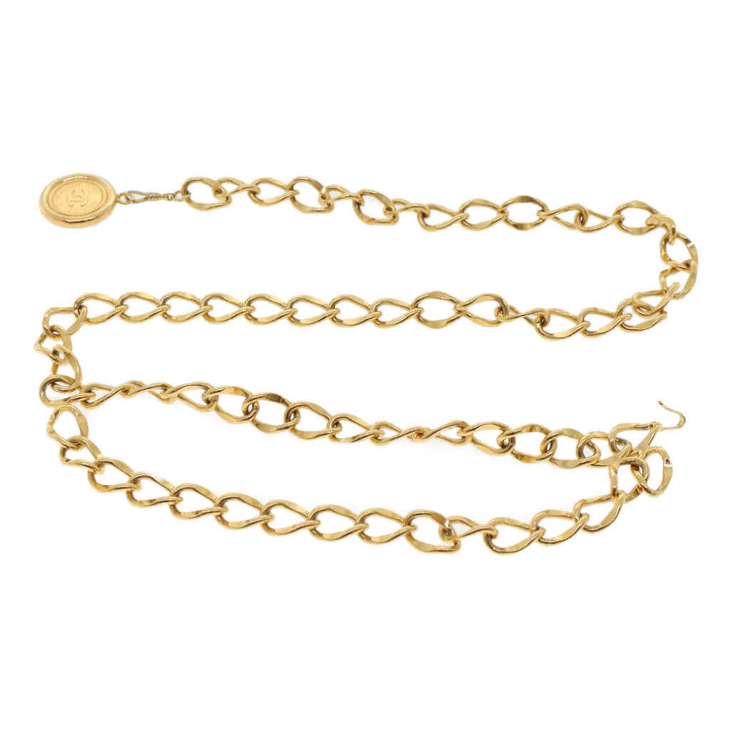 CHANEL Belt metal 33.5" Gold Tone CC Auth ar9885B