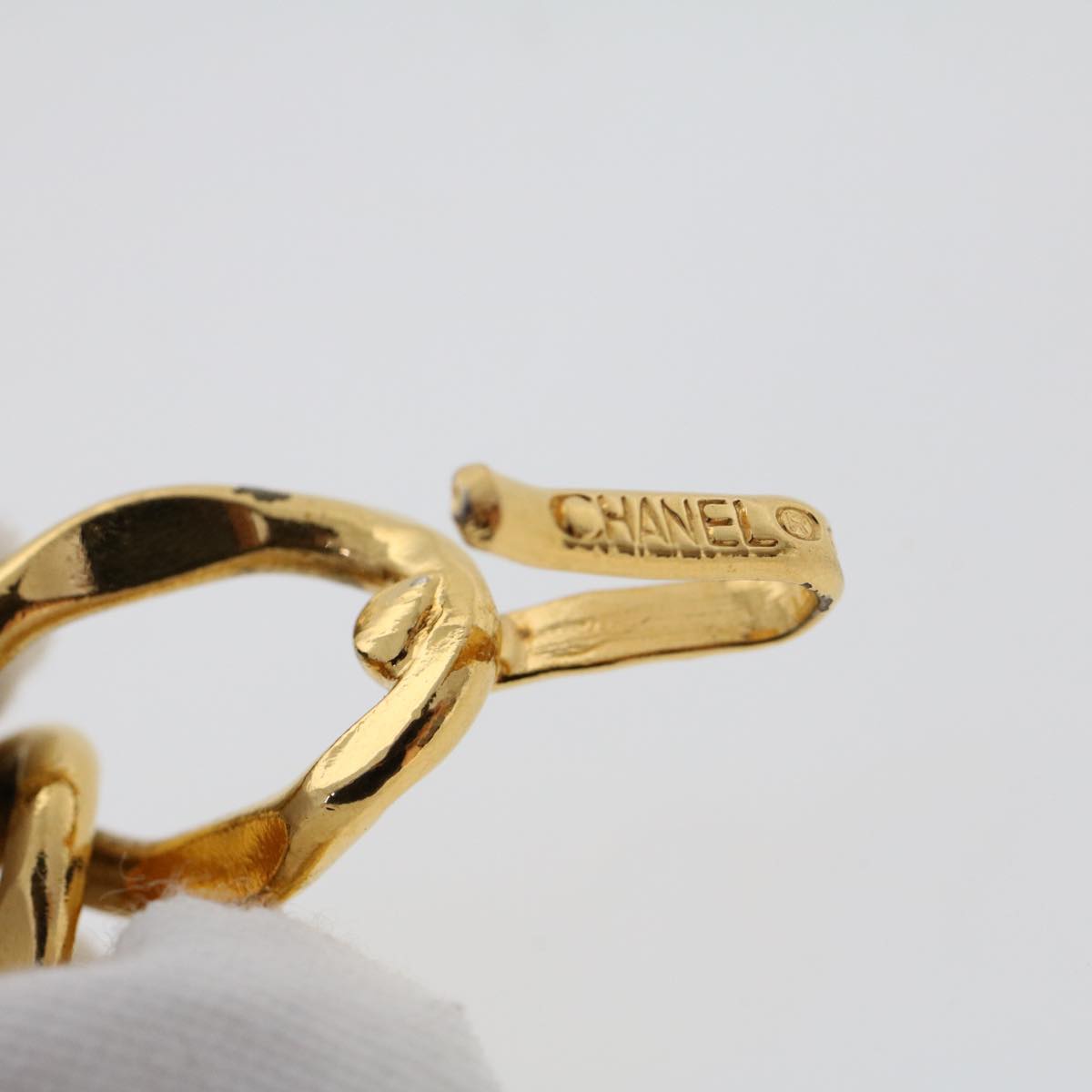CHANEL Belt metal 33.5" Gold Tone CC Auth ar9885B