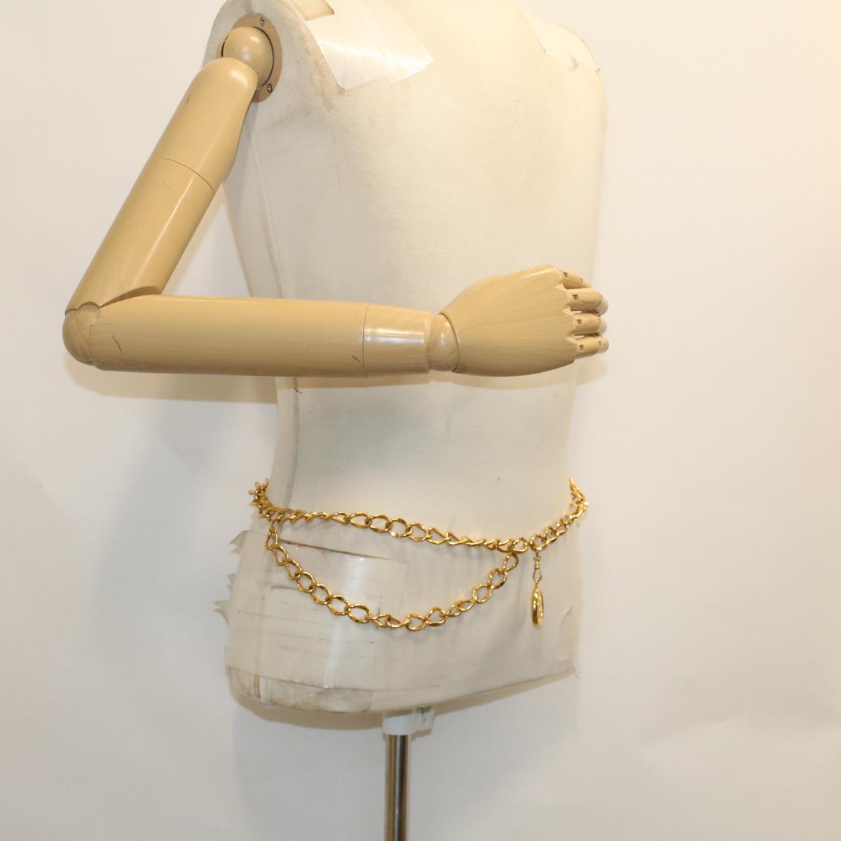CHANEL Belt metal 33.5" Gold Tone CC Auth ar9885B