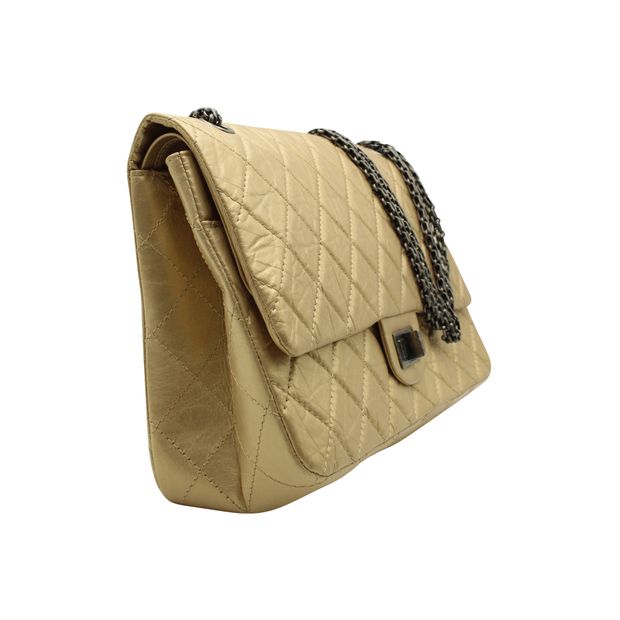 CHANEL Light Gold Reissue 2.55 Classic Maxi 227 Double Flap Bag