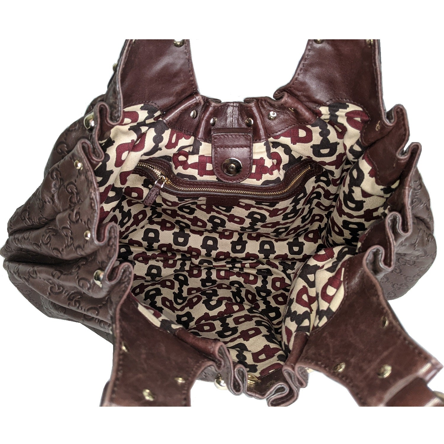 Gucci Brown Guccissima Leather Studded Pelham Tote