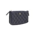 CHANEL Navy Blue Caviar Leather Makeup Pouch