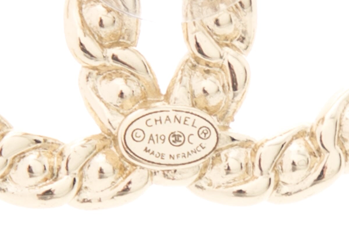 Chanel Gold CC Logo Rhinestone Earrings