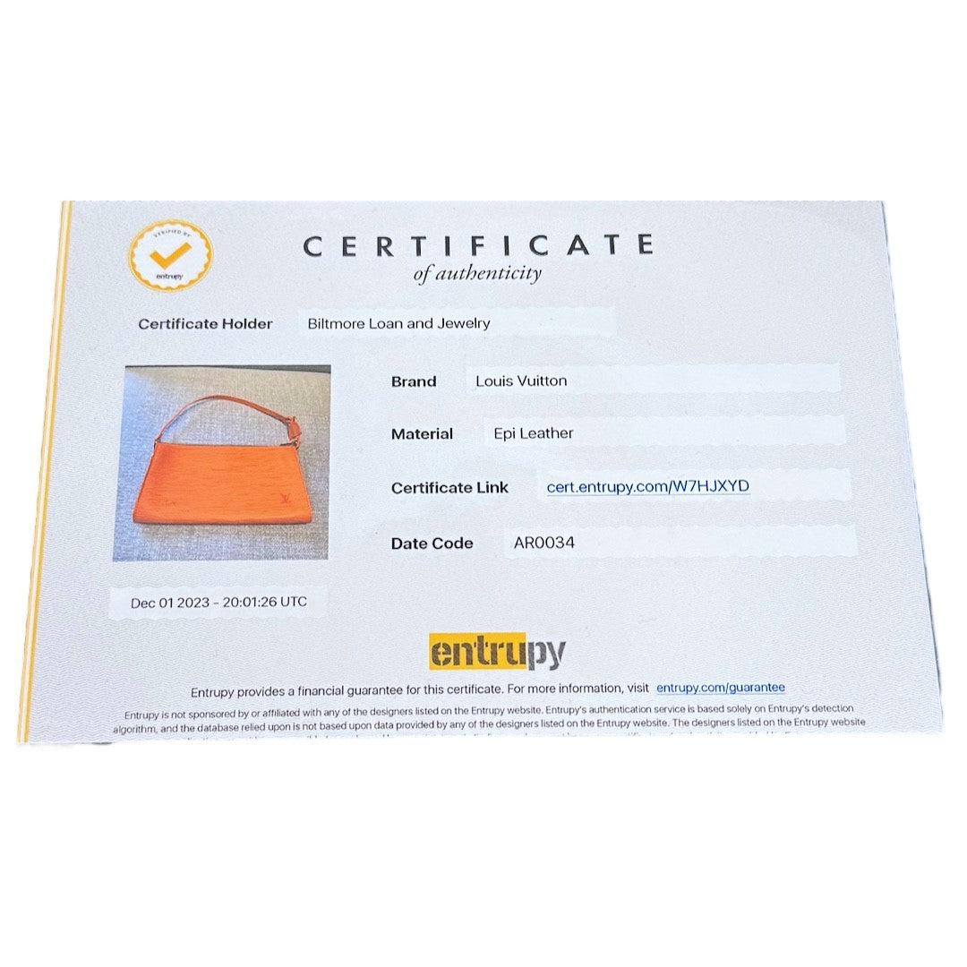 Louis Vuitton Vintage Orange Epi Pochette Accessories