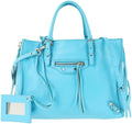 Balenciaga Papier Mini A4 Zip Around Blue Leather Tote