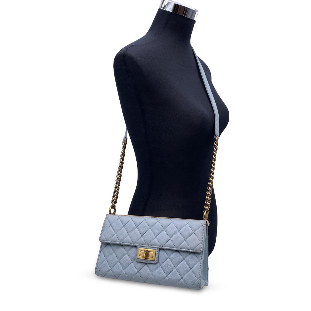 CHANEL Light Blue Quilted Leather Trendy Reissue Shoulder Bag