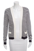 Chanel Black & White Stripe Open Cardigan SZ 36