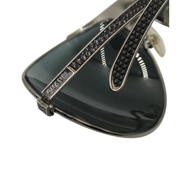 CHANEL Dark Grey Textured Sunglasses